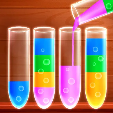Color Sort Party game thumbnail showing colourful liquid tubes