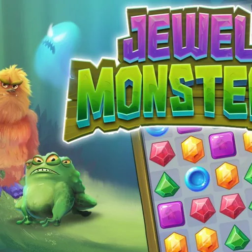 Jewel Monsters match-3 puzzle game with colourful gems and monsters